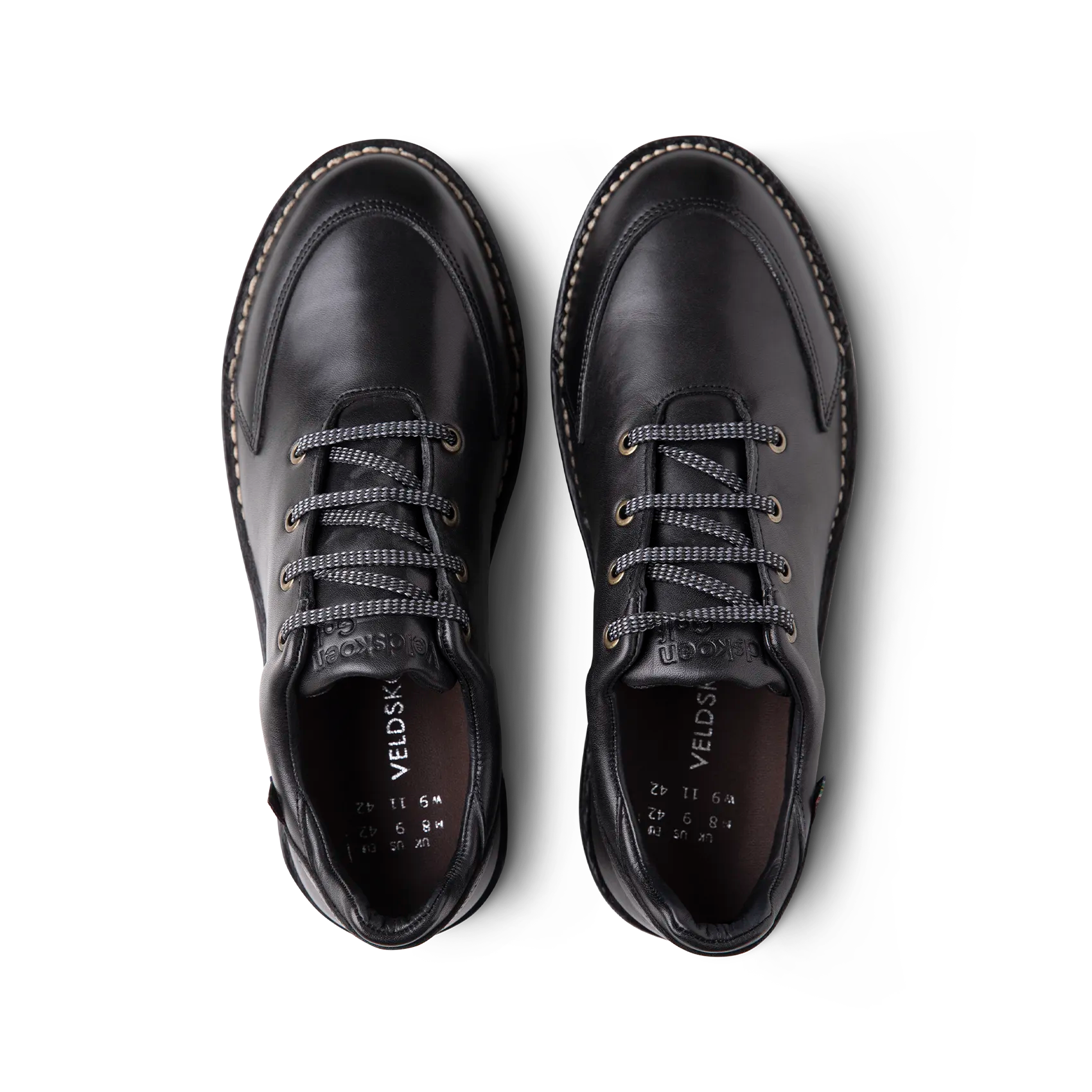Veldskoen Birdie Golf Shoe (Black Leather with Grey Sole)