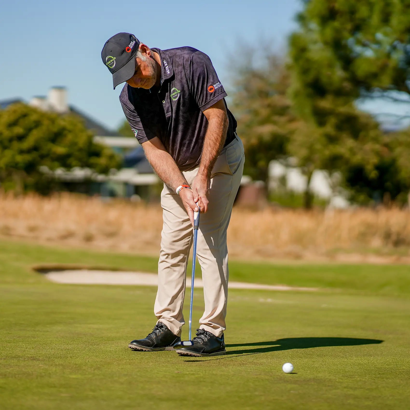 Veldskoen Birdie Golf Shoe (Black Leather with Grey Sole)